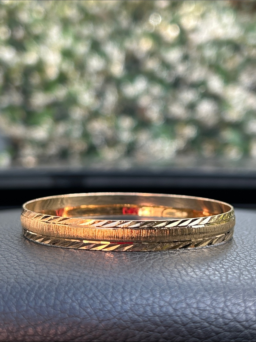 14K Gold Plated Textured Bangle Bracelet 7
